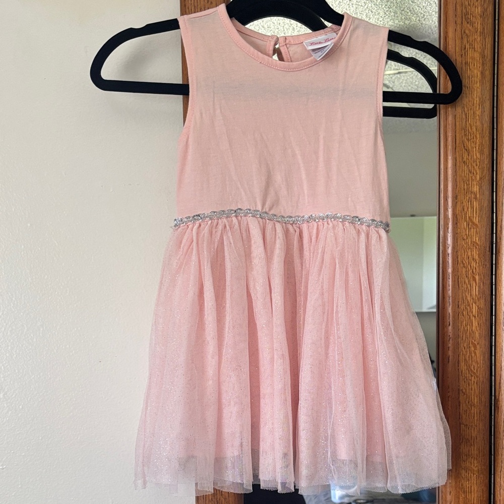 Little Lass Pink Tulle Dress 4T • Glitter Tutu Party Flower Girl